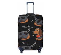 DJUETRUI Funda de equipaje con texto en inglés "I Love My Dog" Dachshunds, funda elástica para maleta, antiarañazos, lavable, a prueba de polvo, para equipaje de 18 a 32 pulgadas, grande, color negro