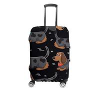 DJUETRUI Funda de equipaje con texto en inglés "I Love My Dog" Dachshunds, funda elástica para maleta, antiarañazos, lavable, a prueba de polvo, para equipaje de 18 a 32 pulgadas