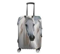 DJUETRUI Funda elástica para equipaje, diseño de caballos blancos, antiarañazos, lavable, a prueba de polvo, para equipaje de 18 a 32 pulgadas