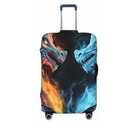 DJUETRUI Funda elástica para equipaje, diseño de dragones de hielo y fuego, antiarañazos, lavable, a prueba de polvo, para equipaje de 18 a 32 pulgadas, grande, color negro
