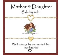 DJwindfy Juego de pulseras para madre e hija, joyería de corazón de acero inoxidable chapado en oro, pulseras ajustables a juego, regalos para mamá y yo con tarjeta de sentimiento, día de la madre