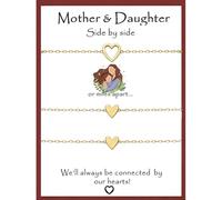 DJwindfy Juego de pulseras para madre e hija, joyería de corazón de acero inoxidable chapado en oro, pulseras ajustables a juego, regalos para mamá y yo con tarjeta de sentimiento, día de la madre