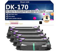 DK-170 Unidad de Tambor de Repuesto Compatible para Kyocera ECOSYS M2035dn M2535dn P2135d P2135dn FS-1035MFP FS-1135MFP FS-1320D Impresora, de Alto Rendimiento 200000 Páginas,Black-4 Pack