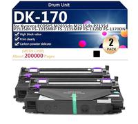 DK-170 Unidad de Tambor de Repuesto Compatible para Kyocera ECOSYS M2035dn M2535dn P2135d P2135dn FS-1035MFP FS-1135MFP FS-1320D Impresora, de Alto Rendimiento 200000 Páginas,Black-2 Pack