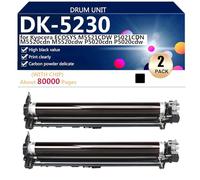 DK-5230 Unidad de Tambor Compatible para Kyocera ECOSYS M5521CDW P5021CDN M5520cdn M5520cdw P5020cdn P5020cdw Impresoras, Alto Rendimiento 80000 Páginas,Black-2 Pack