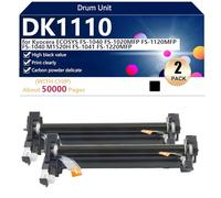 DK1110 Unidad de Tambor Compatible para Kyocera ECOSYS FS-1040 FS-1020MFP FS-1120MFP FS-1040 M1520H FS-1041 FS-1220MFP Impresoras, Alto Rendimiento 100000 Páginas, Impresión Nítida,Black-2 Pack