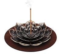 DK177 Quemador de Incienso de Latón - Quemador Incienso Palo de Loto y Porta Incienso Cónico con Recogedor de Cenizas - 10cm