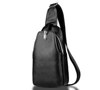 DK86 Mochila bandolera de cuero para el pecho, bolsa de hombro, mochila de viaje para hombres y mujeres, negro 1