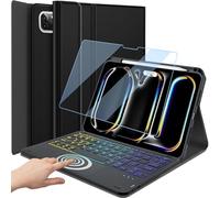 DKAHOEE Funda con teclado táctil retroiluminado para iPad Pro de 11 pulgadas (M4) 5ª generación 2024, teclado inalámbrico retroiluminado de 3 zonas con funda delgada con protector de pantalla para