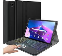 DKAHOEE Funda con teclado táctil retroiluminado para Lenovo Tab M10 Plus de 3ª generación de 10.6 pulgadas versión 2022, teclado inalámbrico retroiluminado arcoíris de 3 zonas con soporte delgado para