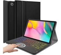 DKAHOEE Funda con teclado táctil retroiluminado para Samsung Galaxy Tab A 10.1 versión 2019 (SM-T510/T515/T517), teclado inalámbrico retroiluminado arcoíris de 3 zonas con funda delgada para Galaxy