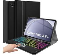 DKAHOEE Funda con teclado táctil retroiluminado para Samsung Galaxy Tab A9 Plus de 11 pulgadas versión 2023 (SM-X210/X216/X218), teclado inalámbrico retroiluminado de 3 zonas con soporte delgado para