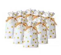 DKAOVH 30 bolsas de regalo de plástico con cordón para galletas de caramelo, bolsas de regalo de lunares dorados para fiesta de cumpleaños, envoltura de aperitivos, regalo de boda, recuerdo de fiesta