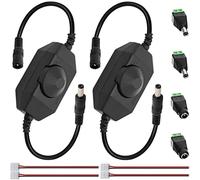 DKARDU Interruptor de atenuación de luz LED CC 12 V para tira de luz LED 3528 5050 de un solo color, con cable adaptador de conector CC de 5,5 x 2,1 mm, controlador LED regulable, 2 unidades