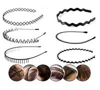 DKBT Diadema Hombre Cinta pelo Deporte Hombre 6 piezas Diadema Zigzag Hair Band Diademas de Metal Negra Headband Flexible Diademas Plastico, Unisexo