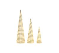 DKD Home Decor Adorno Navideño Blanco Dorado 20 x 20 x 80 cm (3 Piezas) - Marca EAN: 8424002069292