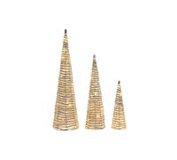 DKD Home Decor Adorno Navideño Blanco Dorado Natural 20 x 20 x 80 cm (3 Piezas)