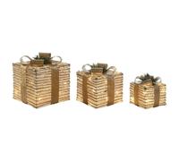 DKD Home Decor Adorno Navideño Blanco Dorado Natural 25 x 25 x 25 cm (3 Piezas)