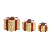 DKD Home Decor Adorno Navideño Blanco Rojo Dorado 25 x 25 x 25 cm (3 Piezas) - Marca EAN: 8424002069322