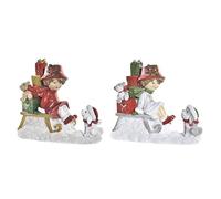 DKD Home Decor Adorno navideño de la Marca, Color Blanco, Rojo y Dorado, de Resina (14,5 x 7 x 12,5 centímetros) (2 Unidades)