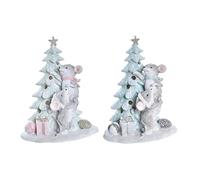 DKD Home Decor Adorno navideño de la Marca, Color Blanco, Verde y Gris, de Resina (13 x 8,5 x 16 centímetros) (2 Unidades)