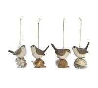 DKD Home Decor Adorno navideño de la Marca, Color marrón y Beige, de Resina (7,5 x 4,5 x 9 centímetros) (4 Unidades)