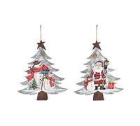 DKD Home Decor Adorno navideño de la Marca, Color Rojo y Plateado, de Metal (28,5 x 1,8 x 35 centímetros) (2 Unidades)