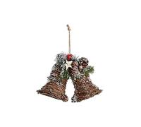 DKD Home Decor Adorno navideño de la Marca, Color Rojo y Verde, de ratán y piña (25 x 12 x 15 centímetros)