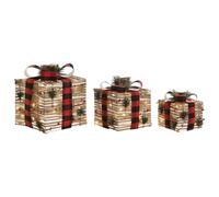 DKD Home Decor Adorno Navideño Rojo Natural 25 x 25 x 25 cm (3 Piezas)