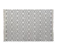 DKD Home Decor Alfombra 160 x 250 x 0,7 cm Negro Poliéster Algodón Blanco Rombos Boho - Marca EAN: 8424001928040