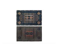 DKD Home Decor Alfombra Color Azul y Naranja, de poliéster y algodón (120 x 180 x 0,4 centímetros) (2 Unidades)