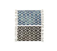 DKD Home Decor Alfombra de baño Color Azul y Gris, de algodón (2 Unidades) (60 x 40 x 1 centímetros)
