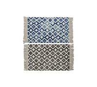 DKD Home Decor Alfombra de baño Color Azul y Gris, de algodón (80 x 50 x 0,5 centímetros) (2 Unidades)