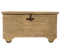 DKD Home Decor Arcón de Teca Natural 70 x 76 x 136 cm para Almacenamiento y Decoración del Hogar Estilo Unique / Antique