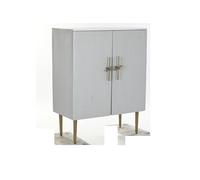 DKD Home Decor Armario Glam Hiras Blanco Dorado de Mango y Hierro con 2 Puertas y 3 Estanterías Desmontable 85x45x110 cm