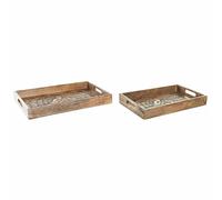 DKD Home Decor Juego de bandejas, Madera, marrón, Estándar