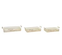 DKD Home Decor Bandeja Shabby Love de Metal Rosa Set de 3 - 40 x 21 x 8 cm