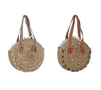 DKD Home Decor Bolso Mediterráneo Étnico Hecho a Mano de Seagrass Naranja Marrón con Cierre a Presión 66 x 41 x 10 cm (2 Unidades)