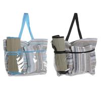 DKD Home Decor Bolso Mediterraneo Pack de 6 Bolsos (2 Sets de 3), Lienzo y Poliéster, Colores Surtidos, 23L x 62A x 44P cm