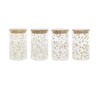 DKD Home Decor Bote Bambú Vidrio de Borosilicato Shabby Chic 1 L 10 x 10 x 17 cm (4 Unidades)