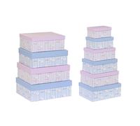 DKD Home Decor Caja Baby Patitos Rosa y Azul, Set de 10, de Cartón, Colección Patito lindo 23, 33.5x43.5x15.5 cm