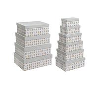 DKD Home Decor Caja Infantil de Cartón Set 10 uds. Colección Best Friends Blanco Multicolor 33.5 x 15.5 x 43.5 cm