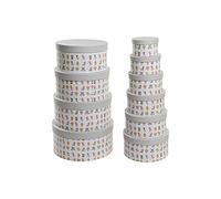 DKD Home Decor Caja Multiusos Blanco Infantil Multicolor Flores Cartón (37,5 x 37,5 x 18 cm)