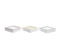 DKD Home Decor Caja para infusiones Color Amarillo, Rojo y Verde, de Metal, Cristal y MDF (24 x 24 x 7 centímetros) (3 Unidades)