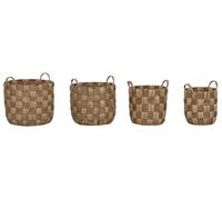 DKD Home Decor Cesta Balines Set de 4 Jacintos de Agua y Metal Natural 44 x 44 x 48 cm