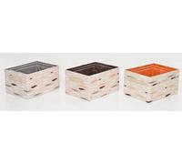 DKD Home Decor Cesta Organizadora de Poliéster Gris y Burdeos, Set de 3 Piezas, Ideal para Almacenaje en Hogar, 24x32x18 cm