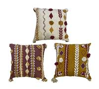 DKD Home Decor Cojín 40 x 15 x 40 cm Blanco Granate Mostaza (3 Piezas)