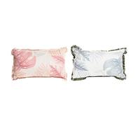 DKD Home Decor Cojín Color Blanco, Verde y Coral, de poliéster (50 x 10 x 30 centímetros) (2 Unidades)