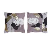 DKD Home Decor Cojín Color Negro y Dorado, de poliéster y Lino (45 x 10 x 45 centímetros) (2 Unidades)