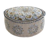 DKD Home Decor Cojín de Suelo Cuadrado Azul Beige de Poliéster 60x60x27 cm
